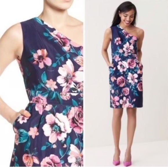 Eliza J One-Shoulder Floral Dress - size 6 - Picture 1 of 6